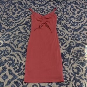 21 Saints mini tight dress cinch bust spaghetti straps coral Pink spring summer